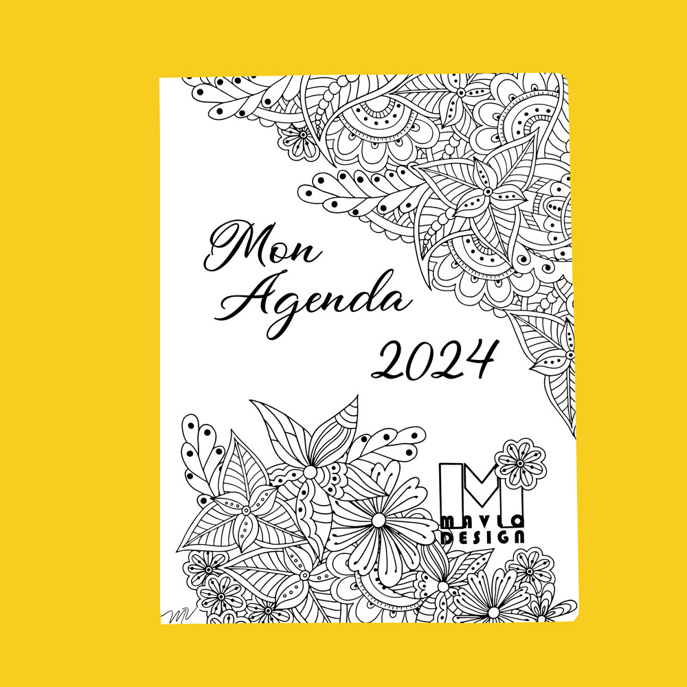 Agenda à colorier Mavlo Design 2024 (Format 8.5x11) non-relié et
